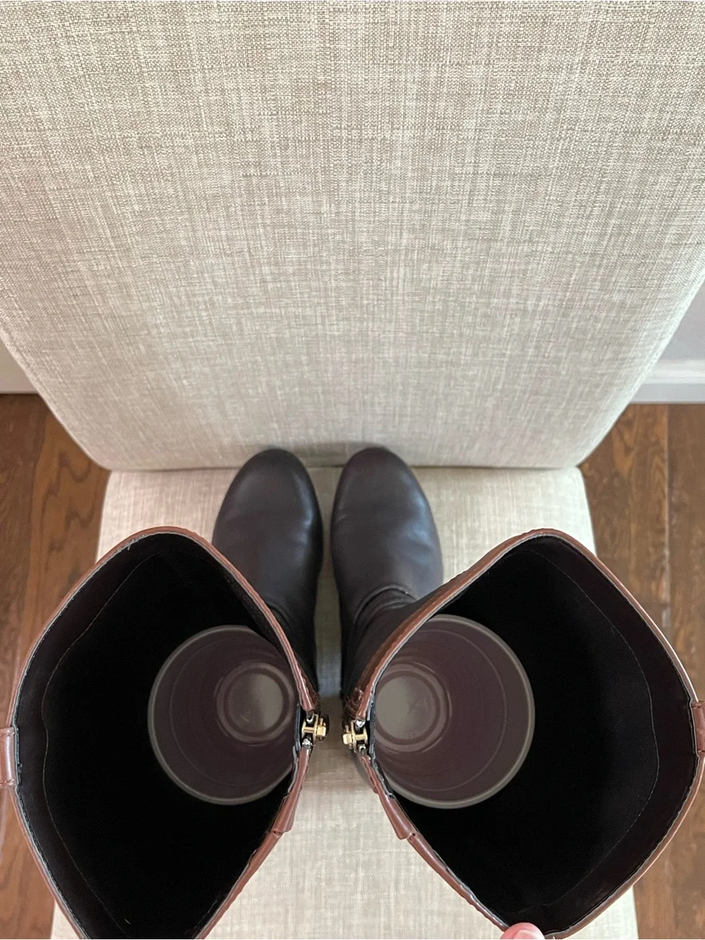 Bandolino Carlotta two-tone leather riding boots- Black and Brown